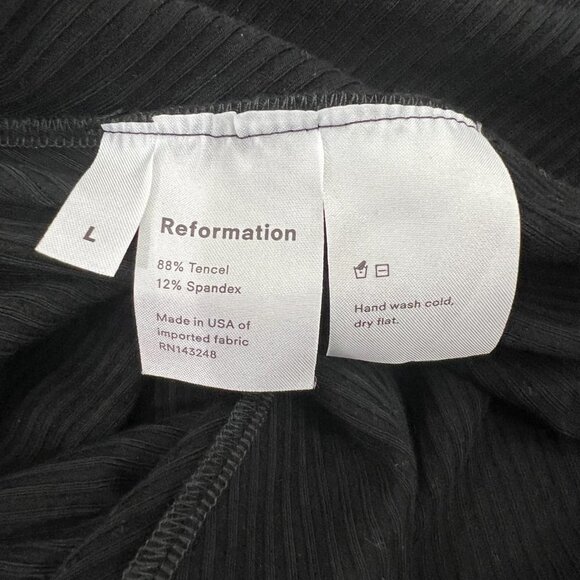 Reformation Black V-Neck Ribbed Midi Dress $128 - Picture 13 of 14